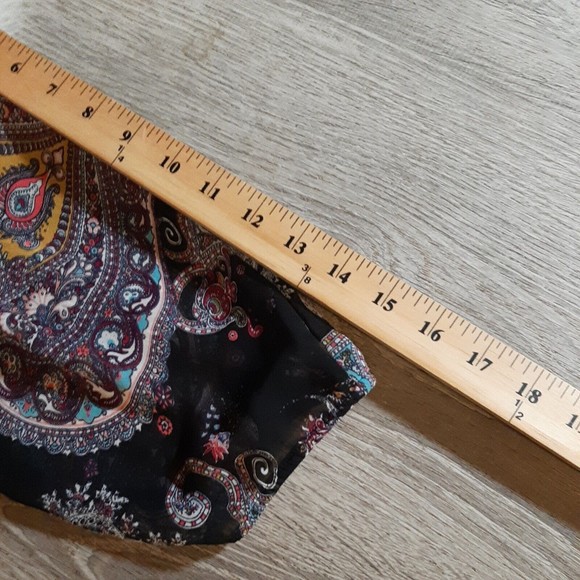 Express Womens Size M Drop Waist Dress Lined Scoop Neck 3/4 Sleeve Black/Paisley - Picture 10 of 10